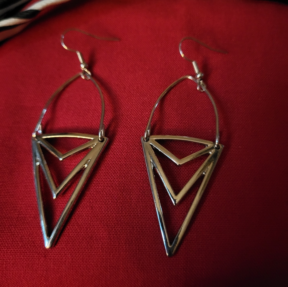 Women's Silvertone Triangle Dangle Earrings